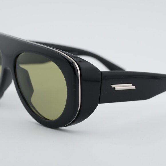 Bottega Veneta BV1362S 006 Sunglasses Black Geometric Frame, Green Lenses main image 4